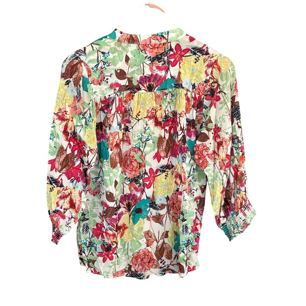 Alice & Olivia Silk Floral Blouse S Tropical Glam Travel Resort Boho Top Shirt - Picture 2 of 5